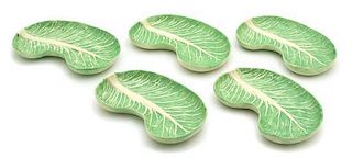 Four Dodie Thayer Lettuce Ware Shaped Side Plates Length 7 1/2 inches.