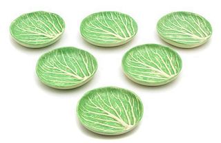 Six Dodie Thayer Lettuce Ware Canape Plates Diameter 3 inches.