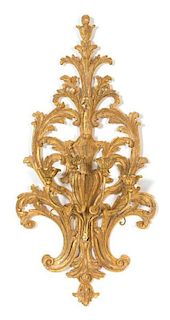 A Pair of Rococo Revival Giltwood Four-Light Wall Sconce Height 38 x width 18 1/2 inches.
