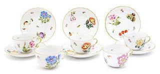 Five Herend Porcelain Breakfast Cups and Saucers Diameter of saucer 6 1/4 inches.