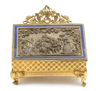 A French Gilt and Patinated Metal What-Not Box Height 3 x width 4 inches.