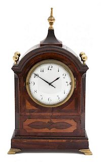 A Regency Style Inlaid Mahogany Eight Day Cased Mantel Clock
