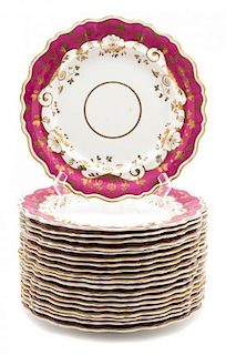 Twenty English Porcelain Cabinet Plates Diameter 10 inches.