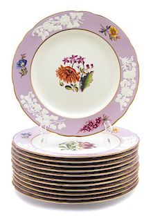 Twelve Spode Copeland Porcelain Cabinet Plates Diameter 10 3/4 inches.