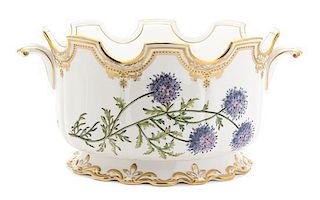 A Spode Porcelain Montieth Style Bowl Height 6 3/4 x length 13 1/2 inches.