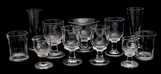 A Collection of Contemporary Irish Blown Glass Stemware Height of largest 7 inches.