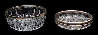Two Silver Collared Serving Bowls Diameter 8 1/4 inches.