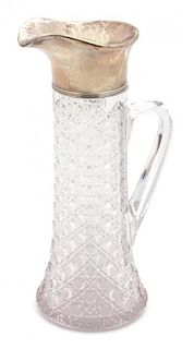 An American Silver Collared Cut Glass Champagne Carafe, Gorham Mfg., Providence, RI, with the collar inscribed December 4th 1
