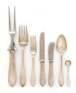 A Group of 15 American Silver Flatware Pieces, Tiffany & Co., New York, NY, Faneuil pattern, comprising five butter knives, t