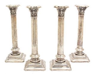 Four American Silver Columnar-Form Candlesticks, Wallace, Wallingford, CT.,