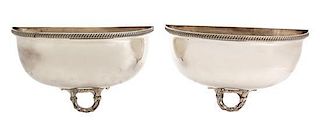 A Pair of Silver-on-Copper Split Meat Dome Wall Pockets Width 12 1/4 inches.