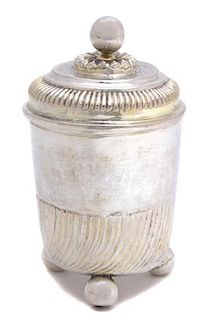 A Continental Silver Footed Tea Caddy with Cover, Unknown Maker,