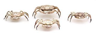 Four Silver Plate Graduated Crab-Form Boxes Height of largest 1 5/8 inches.
