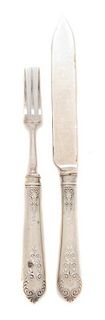 An English Silver Flatware Set, Thomas Bradbury & Sons, Sheffield, 1904, comprising six knives and six forks