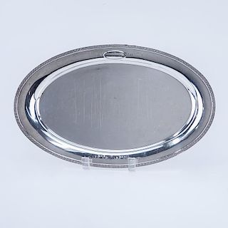 Brand-Chatillon Sterling Silver Oval Platter. Decorated with Vitruvian scroll rim, monogram in cart