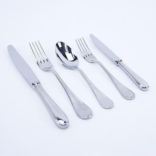 Sixty (60) Pieces Christofle Albi Acier Stainless Steel Flatware. Includes 12 each: dinner forks 8-