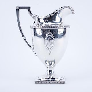 Edwardian Style Brand-Chatillon Sterling Silver Water Pitcher. Monogram in cartouche. Signed. Minor