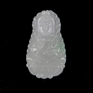 A Chinese Carved Apple Green Jade Buddha Pendant. Good condition. Measures 1-7/8" H x 1" W. Shippin