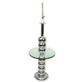 Mid Century Modern George Kovacs Style, Chrome Stacked Ball and Glass Floor Lamp. Typical pitting o