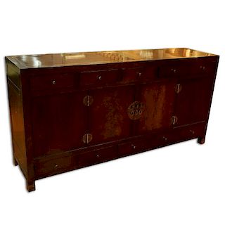 Baker Milling Road Collection, Mahogany Ming Sideboard / Buffet. Signed.  Ten fitted drawers with t