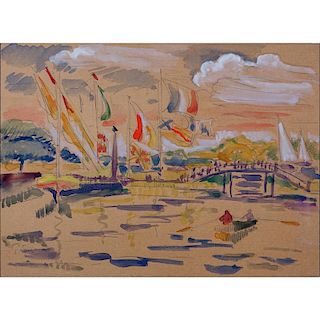 Attributed to: Paul Signac, French (1863 - 1935) Watercolor and pencil. Signed lower left. Good con