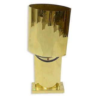 Curtis Jere, Chinese/American (1910 - 2008) Polished Brass Lamp with Shade. Signed and dated 1976,