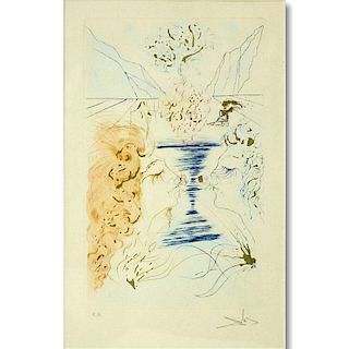 Salvador Dali, Spanish (1904 - 1989) Color Etching with Gold Dust on Arches Paper, "Let him kiss me