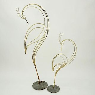 Two (2) Curtis Jere, Chinese/American (1910 - 2008) Polished Brass Bird Sculptures, Signed and Date
