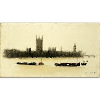 Anthony Robert (Tony) Klitz, English (1917 - 2000) Oil on Canvas "Westminster" Signed Lower Right.