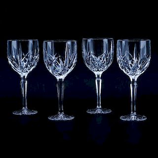 Four (4) Waterford for Marquis Crystal Goblets. Signed. Good condition. Measures 8-3/4" H. Shipping