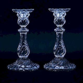 Pair of Baccarat Crystal Candlesticks. Signed. Good condition. Measures 9" H. Shipping $65.00 (esti