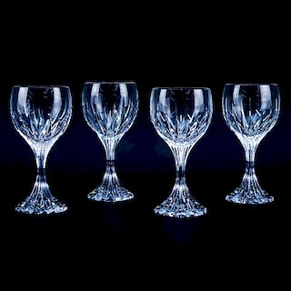 Four (4) Baccarat "Massena" Crystal Goblets. Signed. Good condition. Measures 5-7/8" H. Shipping $6