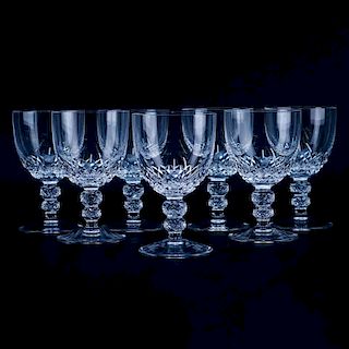 Seven (7) St. Louis Crystal Stemware. Signed. Two stems have nicks to rim otherwise good condition.