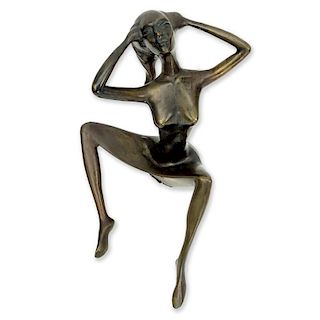 Hattakitkosol Somchai, Thai (1934 - 2000) Bronze sculpture, Seated Nude Woman, Signed and Numbered