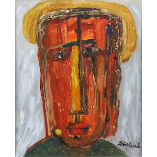 Attributed to: Vladimir Yakovlev, Russian (1934-1998) Gouache on Cardboard, Portrait. Signed lower