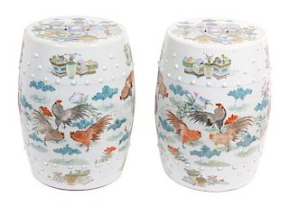 Pair of Chinese Export Porcelain Garden Seats Height 16 inches.