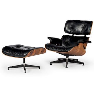 Charles and Ray Eames for Herman Miller Lounge Chair and Ottoman, no. 670 and 671