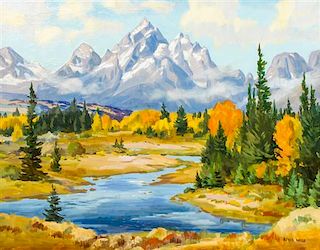 Alfred Wands, (American, 1904-1998), October Day Teton Mountains