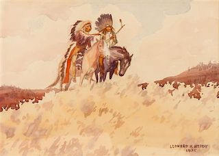 Leonard H. Reedy, (American, 1899-1956), Two Chiefs on Horseback