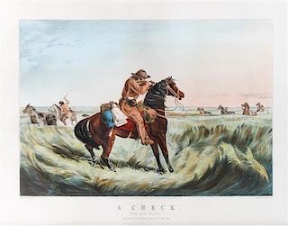 Arthur Fitzwilliam Tait, (British 1819-1905), a large folio hand colored lithograph A Check. "Keep Your Distance!" published 