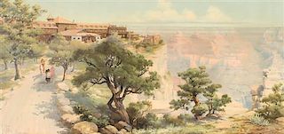 Luis Akin, (American, 1868-1913), chromolithographEl Tovar, Grand Canyon signed Luis Akin - Grand Canyon, 1906
