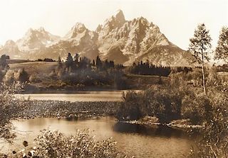 Harrison Crandall, (American, 1887-1970), sepia print The Old Beaver Pond - Teton National Park
