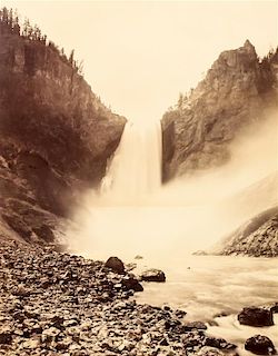 F. Jay Haynes, (American, 1853-1921), albumen print mounted on board The Great Falls of the Yellowstone