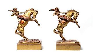 Western Motiff Polychrome Bookends Height 8 inches