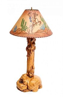 Molesworth Style Burl Wood Table Lamp, Cowboy Classics by Tom Bice Height 32 inches