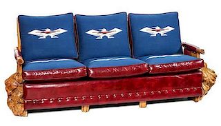 Uptown Furniture Burled Wood Sofa Height 34 x length 83 x depth 35 inches
