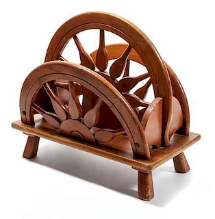 Western Wagon Wheel Magazine Stand, Cowboy Classics by Tom Bice Height 21 1/2 x width 16 1/2 inches