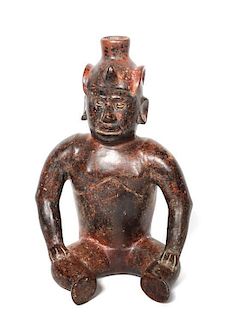 Colima Seated Figure Height 13 1/2 x width 9 x depth 7 inches