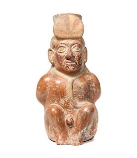 Middle Mochica Seated Captive Height 12 x width 6 1/2 x depth 5 inches