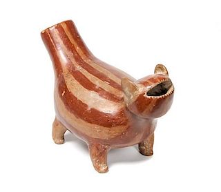 Vicus Effigy Vessel Height 7 1/2 x width 6 1/2 x depth 11 inches